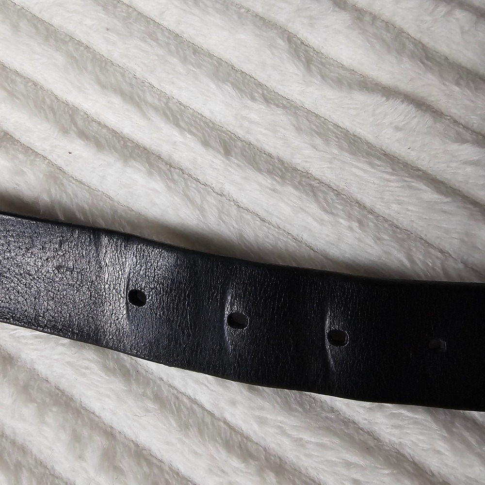 Timberland Mens Genuine Leather Square Buckle Belt 38 Black Rugged Workwear - Picture 6 of 11